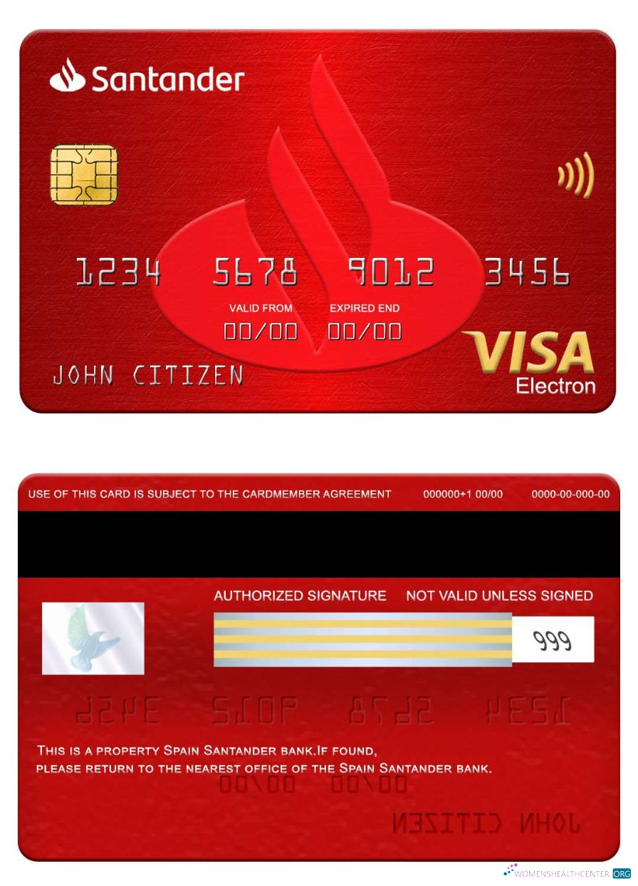 Download Spain Santander Bank visa electron card Photoshop template